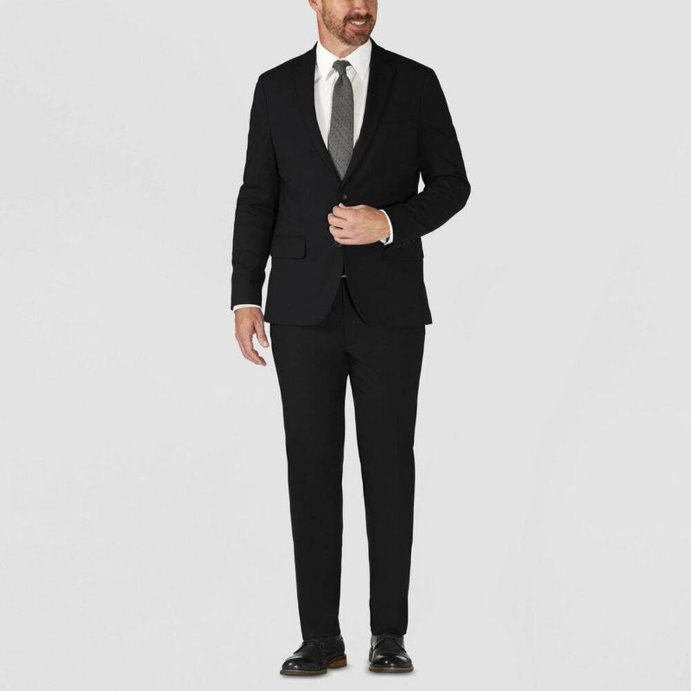Haggar H26 Men's Tailored Fit Premium Stretch Suit Jacket - Black 36R